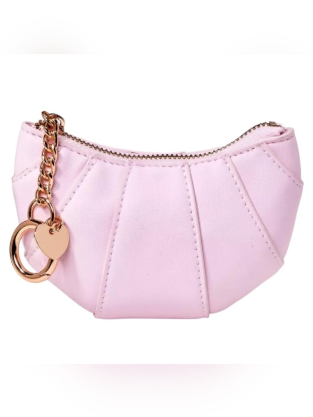 A New Day Pink Croissant Keychain Coin Zipper Pouch